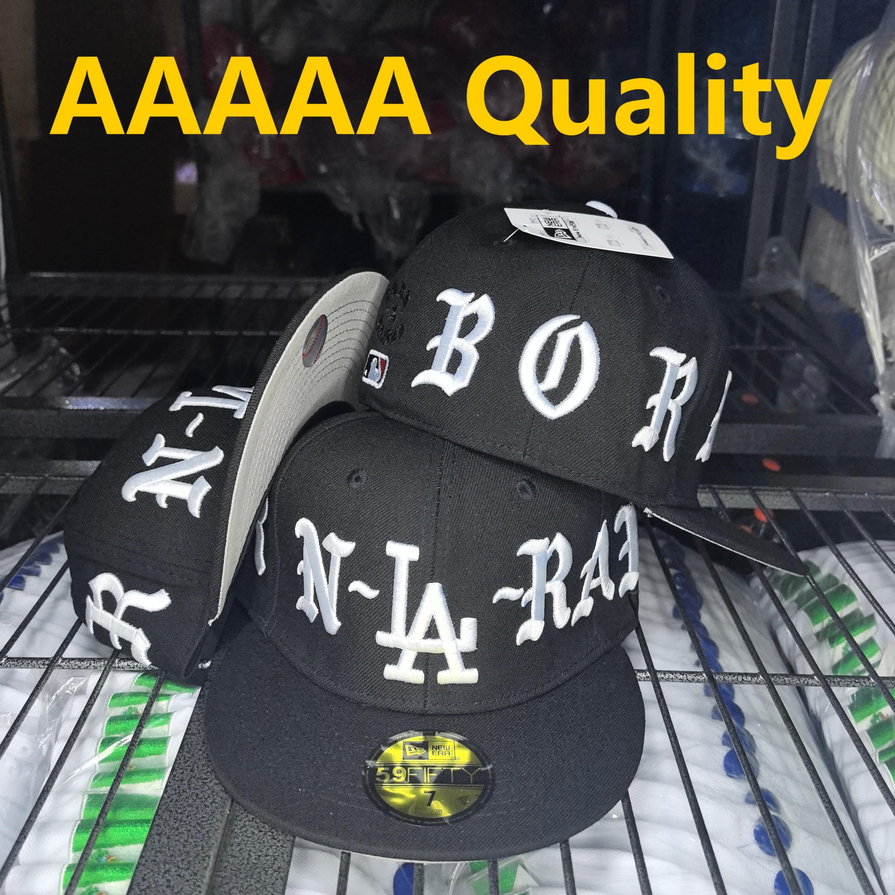 LA Born × Old English Black – כובע פרימיום רקמה לבנה 59FIFTY