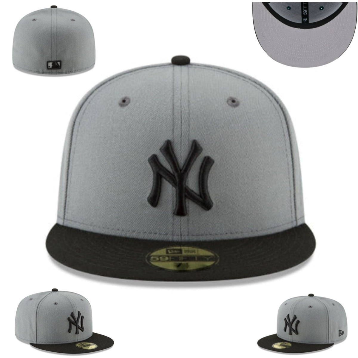 NY Yankees × Black Ice Edition – כובע פרימיום 59FIFTY אפור־שחור