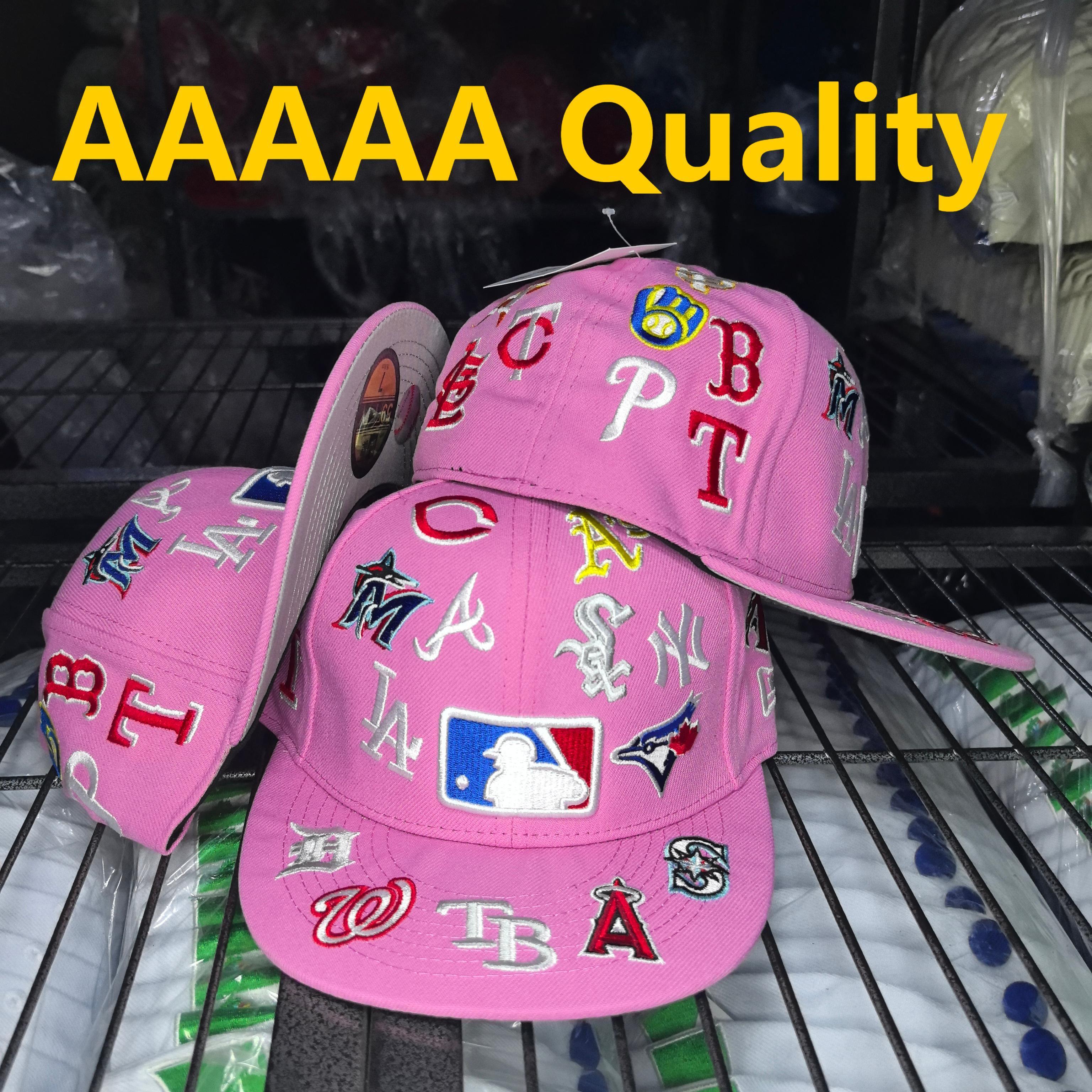 כובע MLB מולטי לוגואים ורוד