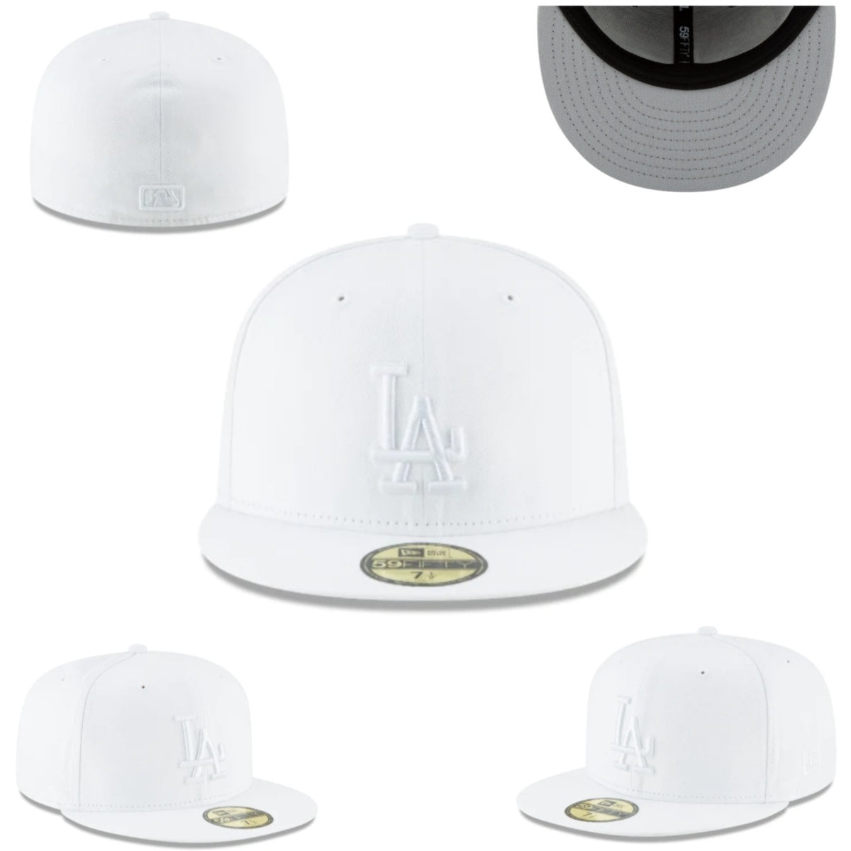 LA Dodgers × All-White Classic Edition – כובע פרימיום 59FIFTY לבן
