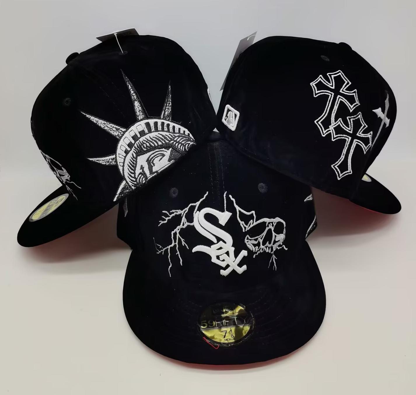 Chicago White Sox × Gothic Lightning – כובע פרימיום רקמה לבנה 59FIFTY
