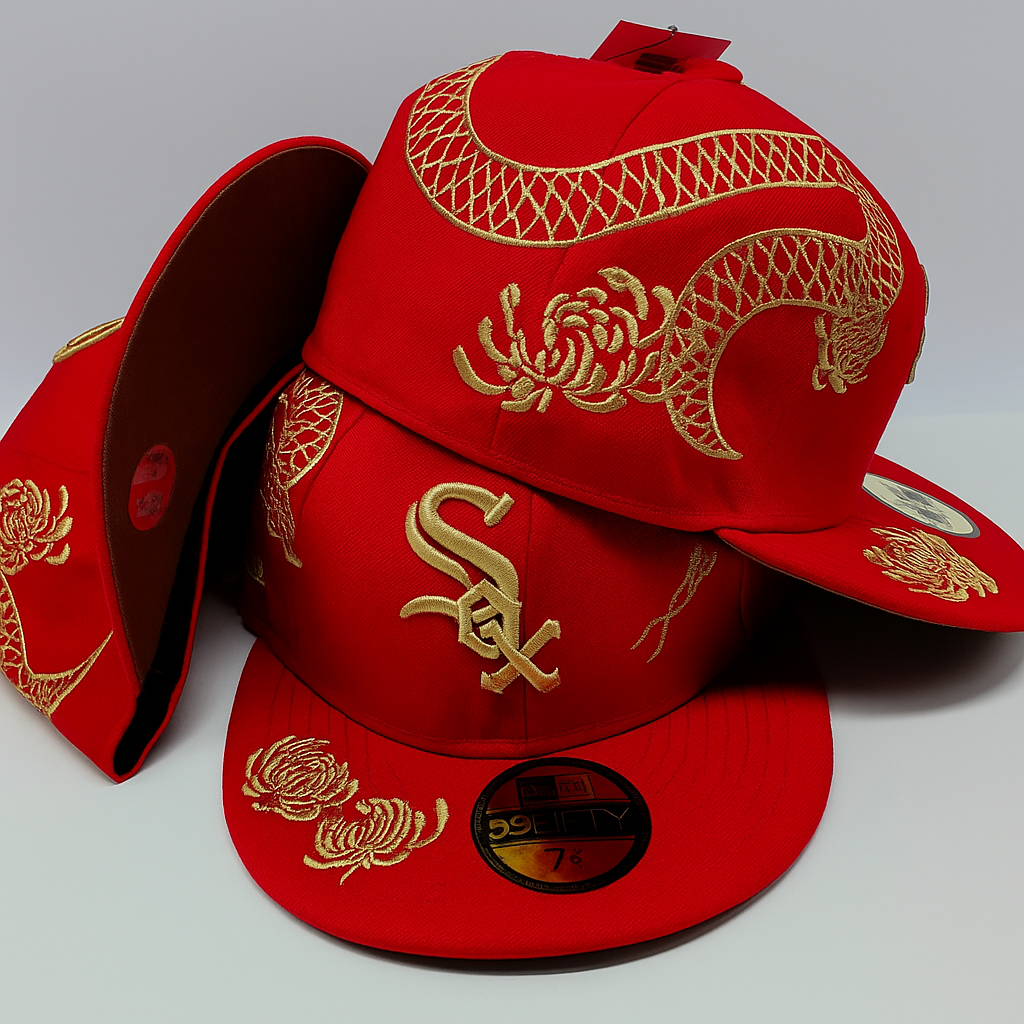Chicago White Sox × Golden Dragon Red – כובע פרימיום רקמה זהב 59FIFTY