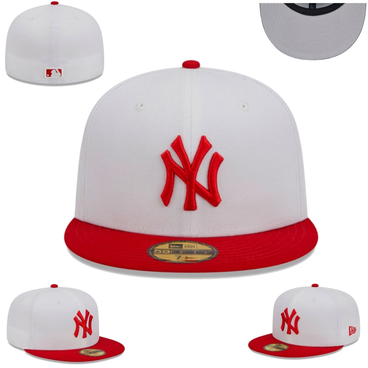 NY Yankees × Classic White Red – כובע פרימיום 59FIFTY לבן-אדום