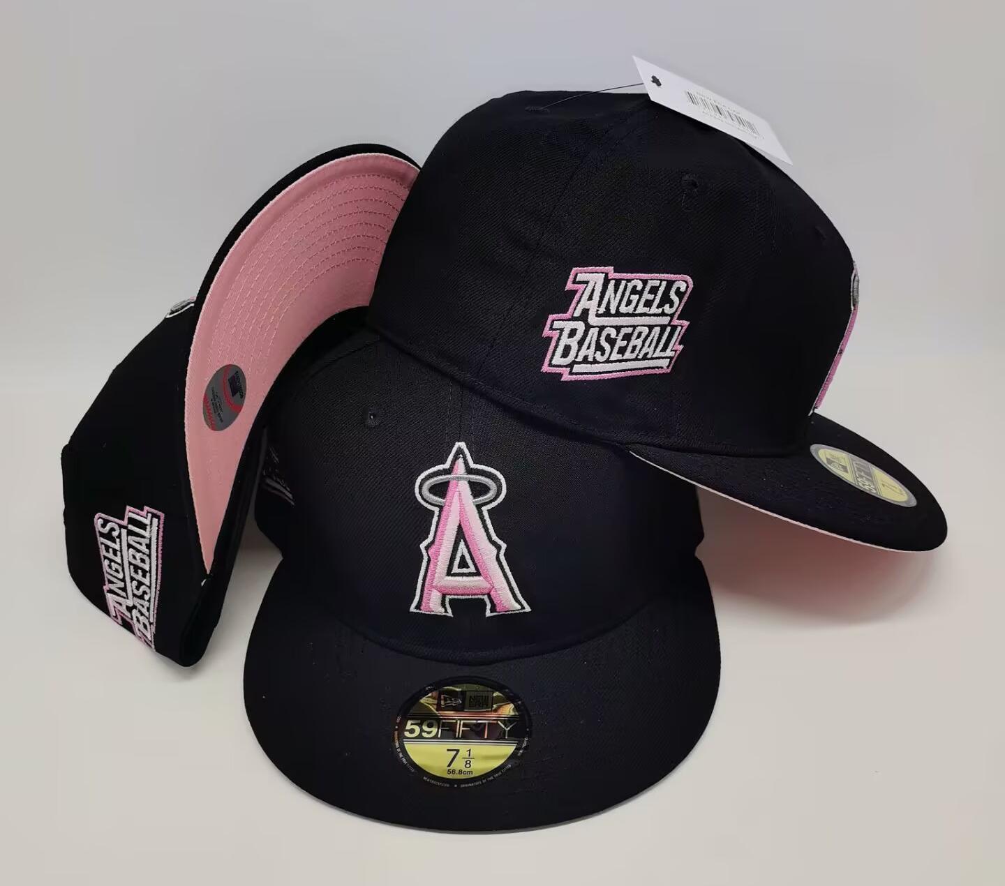 LA Angels × Pink Shadow Edition – כובע פרימיום רקמה ורוד-שחור 59FIFTY