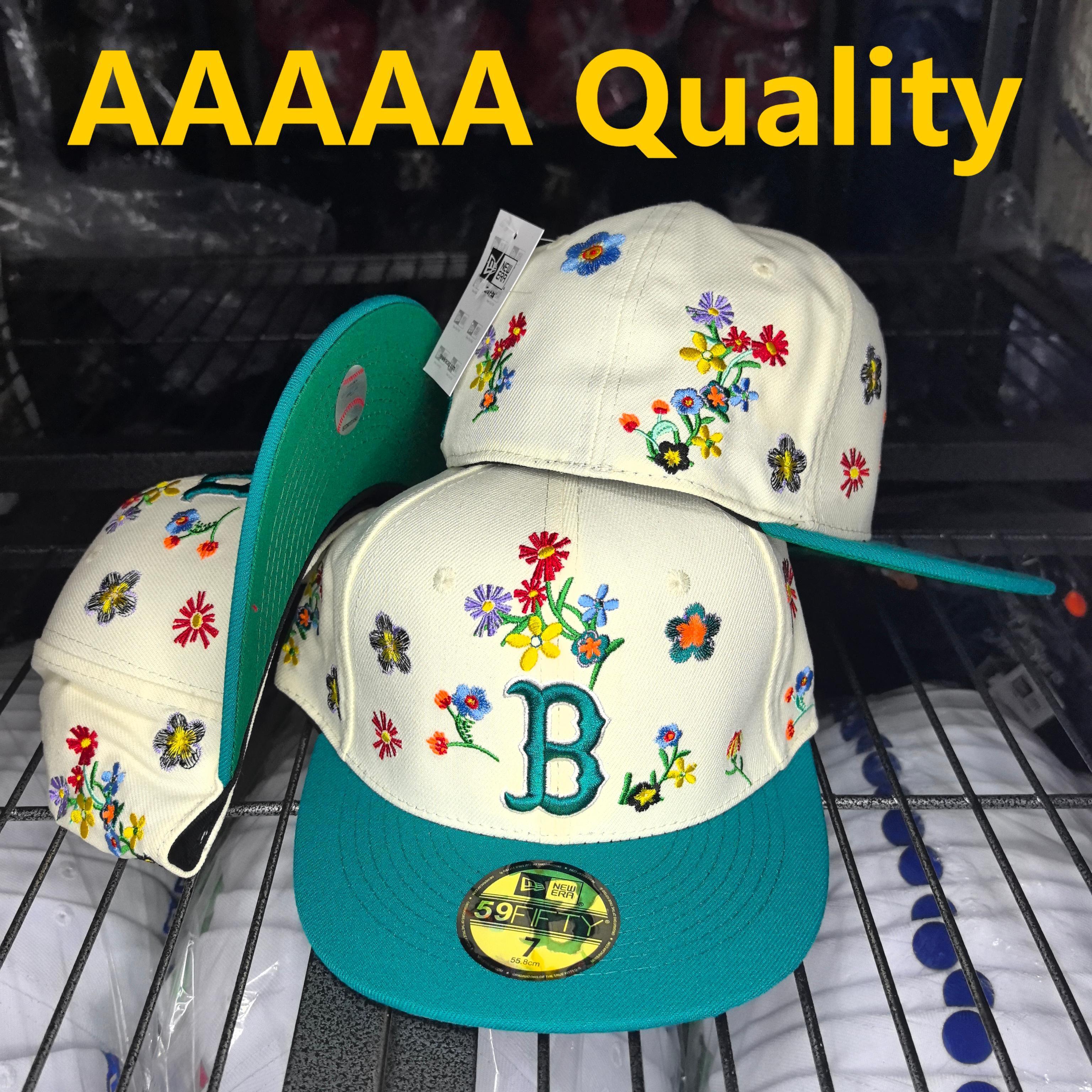 כובע Boston פרחים שמנת-טורקיז